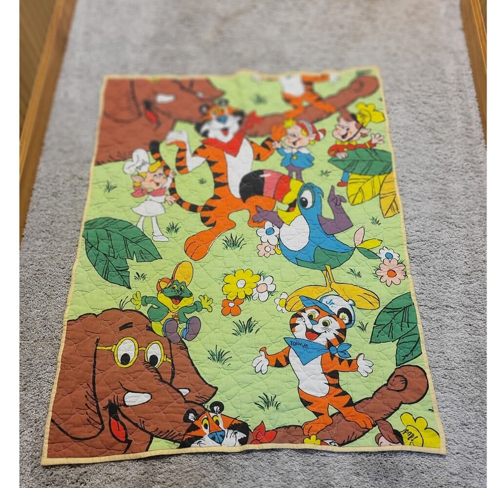 Vintage Tony the Tiger Kids Quilt Blanket Kellogg’s Characters Retro Cartoon